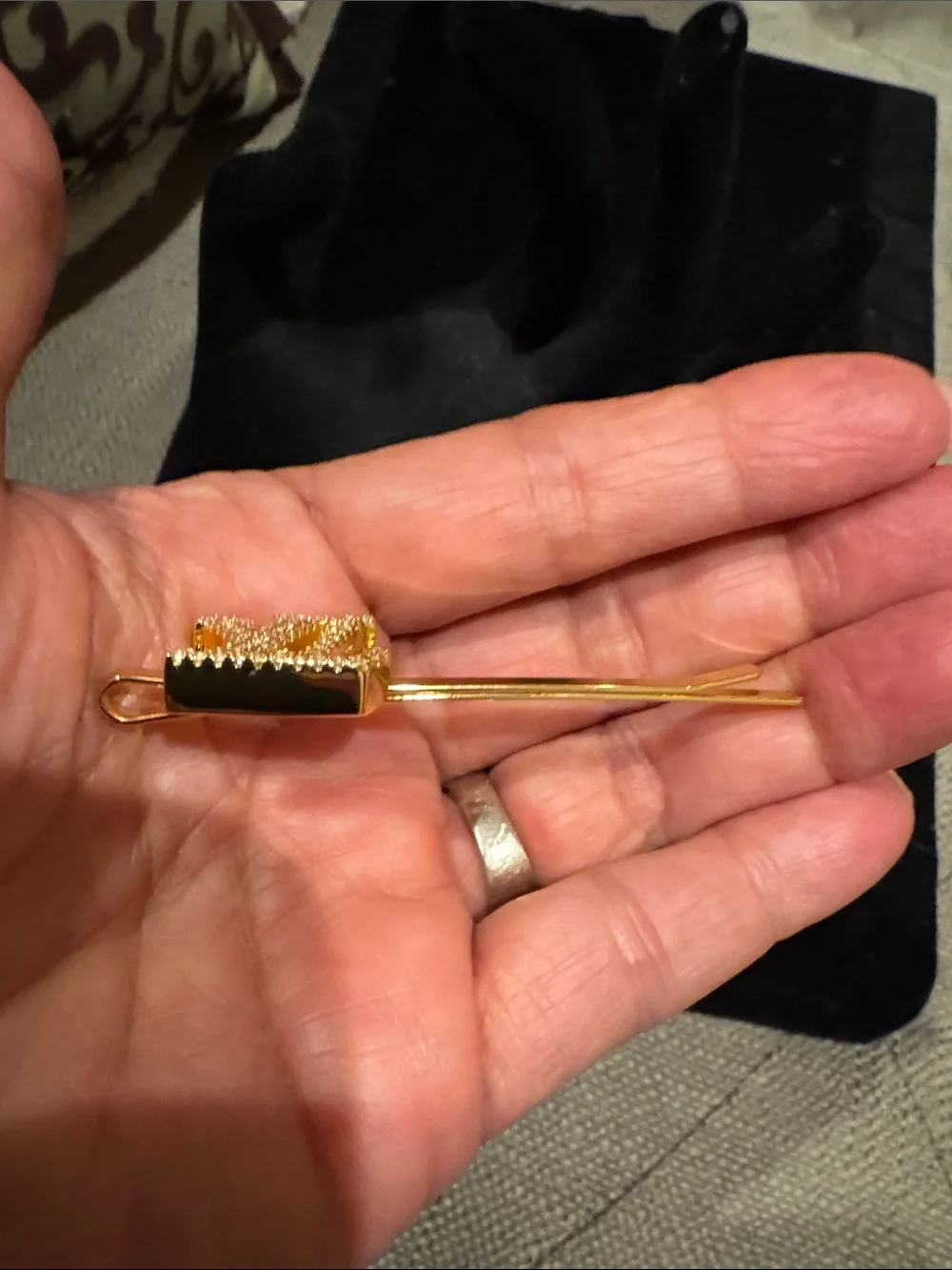 LV Fashion Gold & Bling Hair Pin